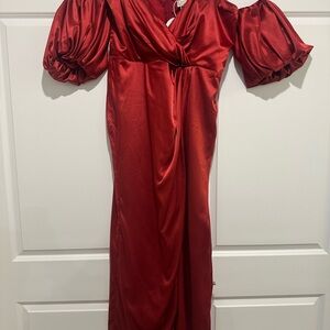 Boohoo Women’s Deep Red Satin Dress